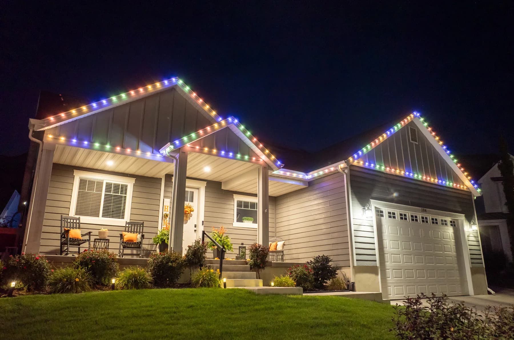 Completed permanent LED lighting install on a two-storey suburban home