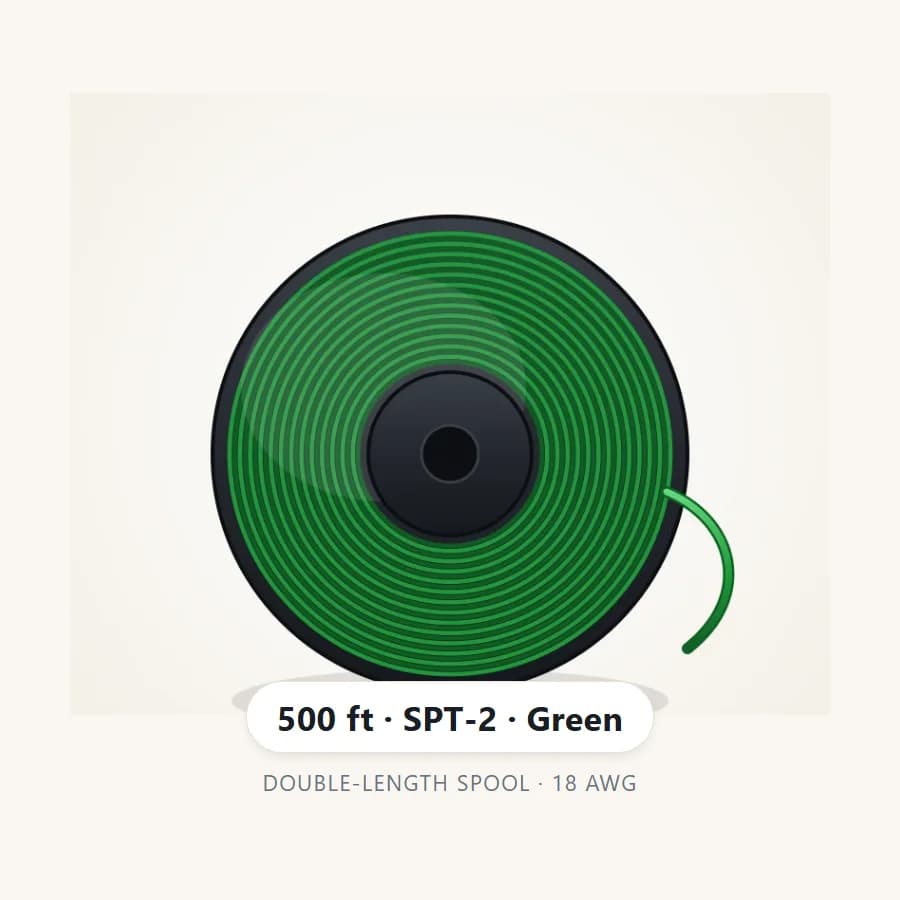 500 ft spool of green SPT-2 18 AWG wire